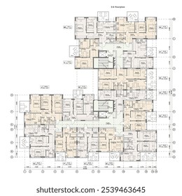 Vector architectural project of a multistory building floor plan