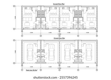 Vector architectural project of a multistory building floor plan