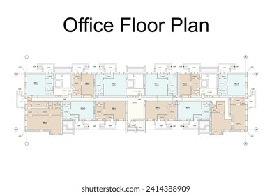 Vector architectural project of an office floor plan