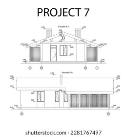 Vector architectural project of pet boarding or hotel with enclosures