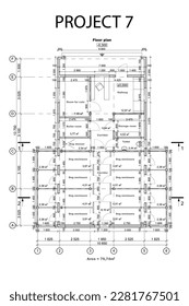 Vector architectural project of pet boarding or hotel with enclosures