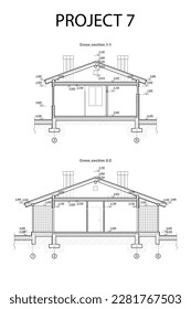 Vector architectural project of pet boarding or hotel with enclosures