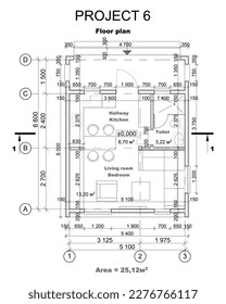 Vector architectural project of a private house