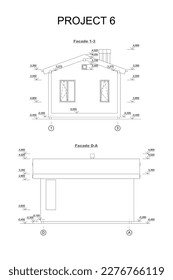 Vector architectural project of a private house