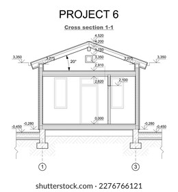 Vector architectural project of a private house