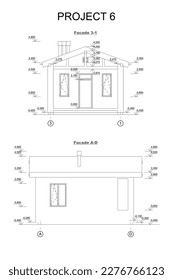 Vector architectural project of a private house