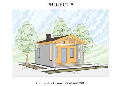 Vector architectural project of a private house, 3d 