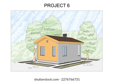 Vector architectural project of a private house, 3d 