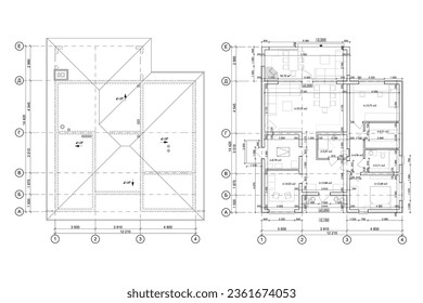 Vector architectural project of a private house
