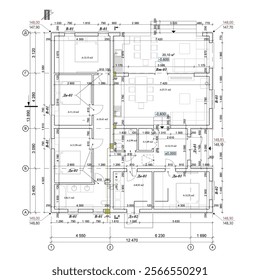 Projeto arquitetônico vetorial de uma planta de uma casa privada