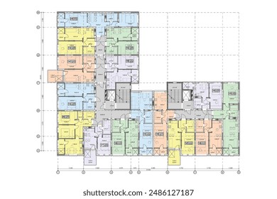 Vector proyecto arquitectónico de un edificio residencial de varios pisos de Plan