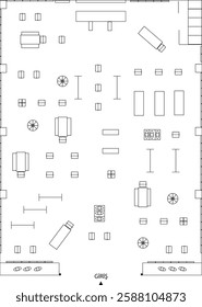 Vector architectural project of a store floor plan