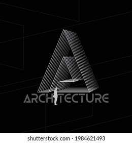 Vector architecture abstract minimal modern 3D A alphabet