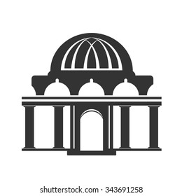Vector architecture building symbol, historical building, black icon of temple