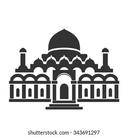 Vector architecture building symbol, historical building, black icon of mosque, temple  
