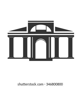 Vector architecture building symbol, historical building, black icon of simple temple  