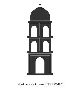 Vector architecture building symbol, historical building, black icon of simple church tower  
