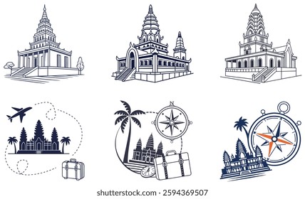 vector architecture building travel city church illustration paris castle landmark tower sketch europe silhouette monument london design icon house drawing famous icons symbol town art