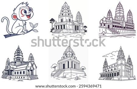 vector architecture building travel city church illustration paris castle landmark tower sketch europe silhouette monument london design icon house drawing famous icons symbol town art