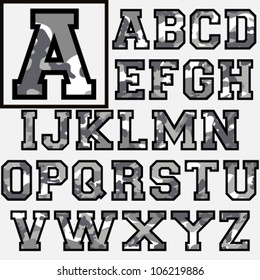 Vector Arctic Camo Letters (Woodland Camouflage Pattern)