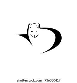 Vector arctic fox silhouette view side for retro logos, emblems, badges, labels template vintage design element. Isolated on white background