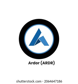 Vector Ardor (ARDR) digital cryptocurrency logo. Ardor (ARDR) icon. Vector illustration isolated on white background with black highlighter.