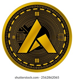 Vector of Ardor Digital Currency in gold and black colors on a white background.