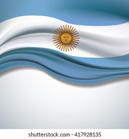 Vector Argentina flag blowing in the wind on white background