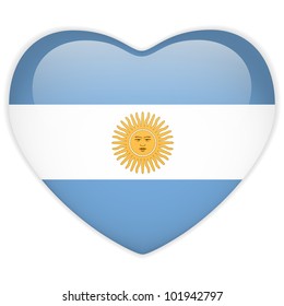 Vector - Argentina Flag Heart Glossy Button