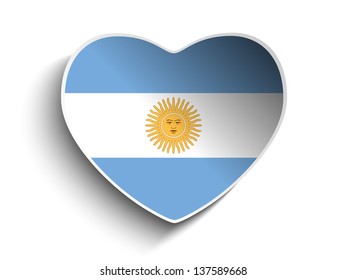 Vector - Argentina Flag Heart Paper Sticker