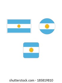 Vector Argentina Flag and Icon Set