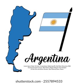 Vector Argentina flag or map banner Argentina flag white background Vector illustration design Argentina independence day banner design 