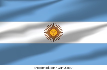 Vector Argentina Flag Waving Realistic Flowing Flags