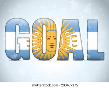 Vector - Argentina Goal Soccer 2014 Letters with Argentinian Flag