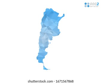 Vector Argentina mapa mosaico triángulo azul polígono con fondo blanco. degradado de estilo.