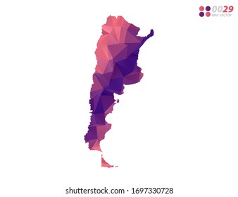 Vektorillustration von Argentinien Karte bunten Polygon roten Dreieck Mosaik mit weißem Hintergrund. Farbverlauf.