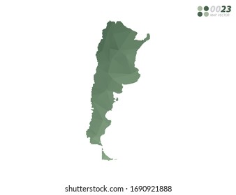Vektorillustration Argentiniens kartiert grünes Dreiecksmosaik aus Polygon mit weißem Hintergrund. Farbverlauf.