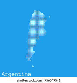 Vector Argentina  map silhouette dotted on blue background