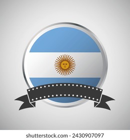 Vector Argentina Round Flag Banner Vector Illustration