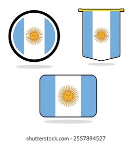 Vector Argentina set of flag banner Argentina flag white background Vector illustration design Argentina independence day banner design 