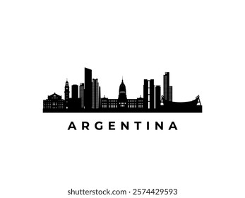 Vector Argentina skyline. Travel Argentina famous landmarks. Business and tourism concept for presentation, banner, web site.