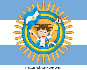 Vector - Argentina Soccer Fan Flag Cartoon