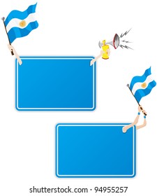 Vector - Argentina Sport Message Frame with Flag. Set of Two