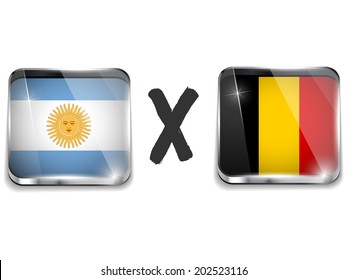 Vector - Argentina versus Belgium Flag Soccer Game