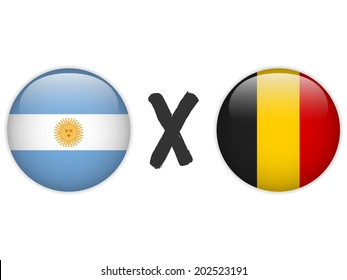 Vector - Argentina versus Belgium Flag Soccer Game