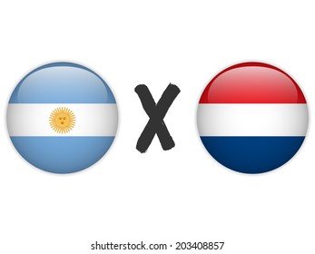 Vector - Argentina versus Netherlands Flag Soccer Game