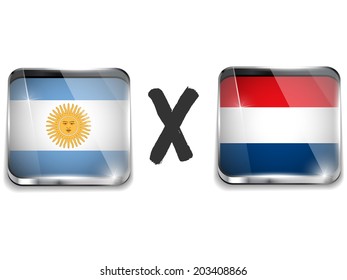 Vector - Argentina versus Netherlands Flag Soccer Game