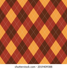 Vector argyle plaid seamless pattern modern autumn red brown on yellow color background. Use for fabric, textile, interior decoration elements, upholstery, wrapping.