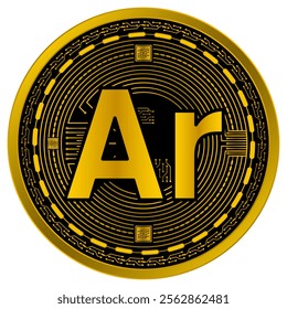 Vector of Ariary Madagascar Digital Currency in gold and black colors on a white background.