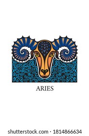 Vector aries horoscope zodiac sign 